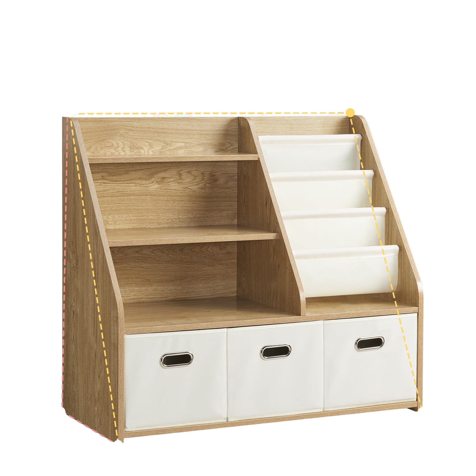 Kids Bookshelf, Kids Toy Storage Organizer with Storage Bins
