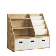 Kids Bookshelf with Storage Bins and Display Shelf