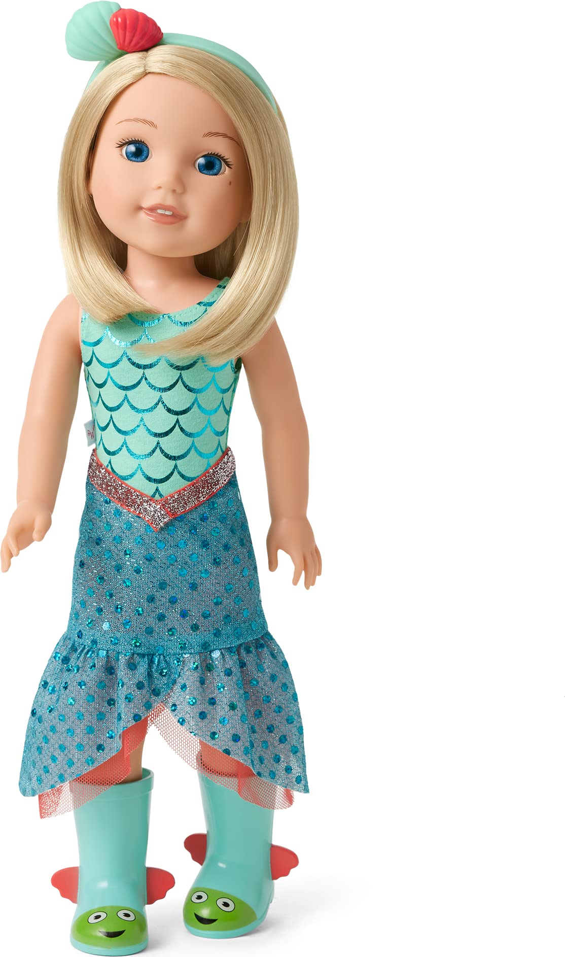 American Girl WellieWishers 14.5-inch Camille Doll with Blue Leotard, Mermaid Skirt