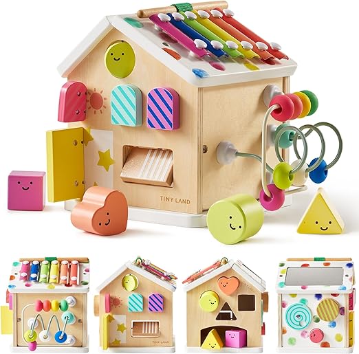 9-in-1 Wooden Activity Cube, Montessori Baby Activity Center for 1+ Year Old