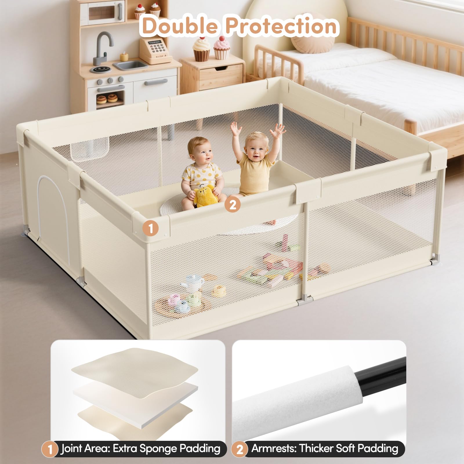 Large Baby Playpen 69×59 Inches
