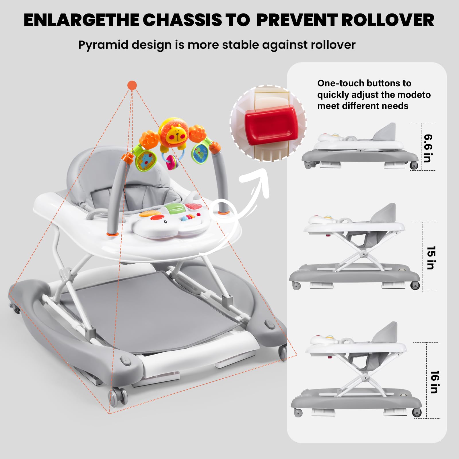 5-in-1 Baby Walker with Bouncer and Activity Center