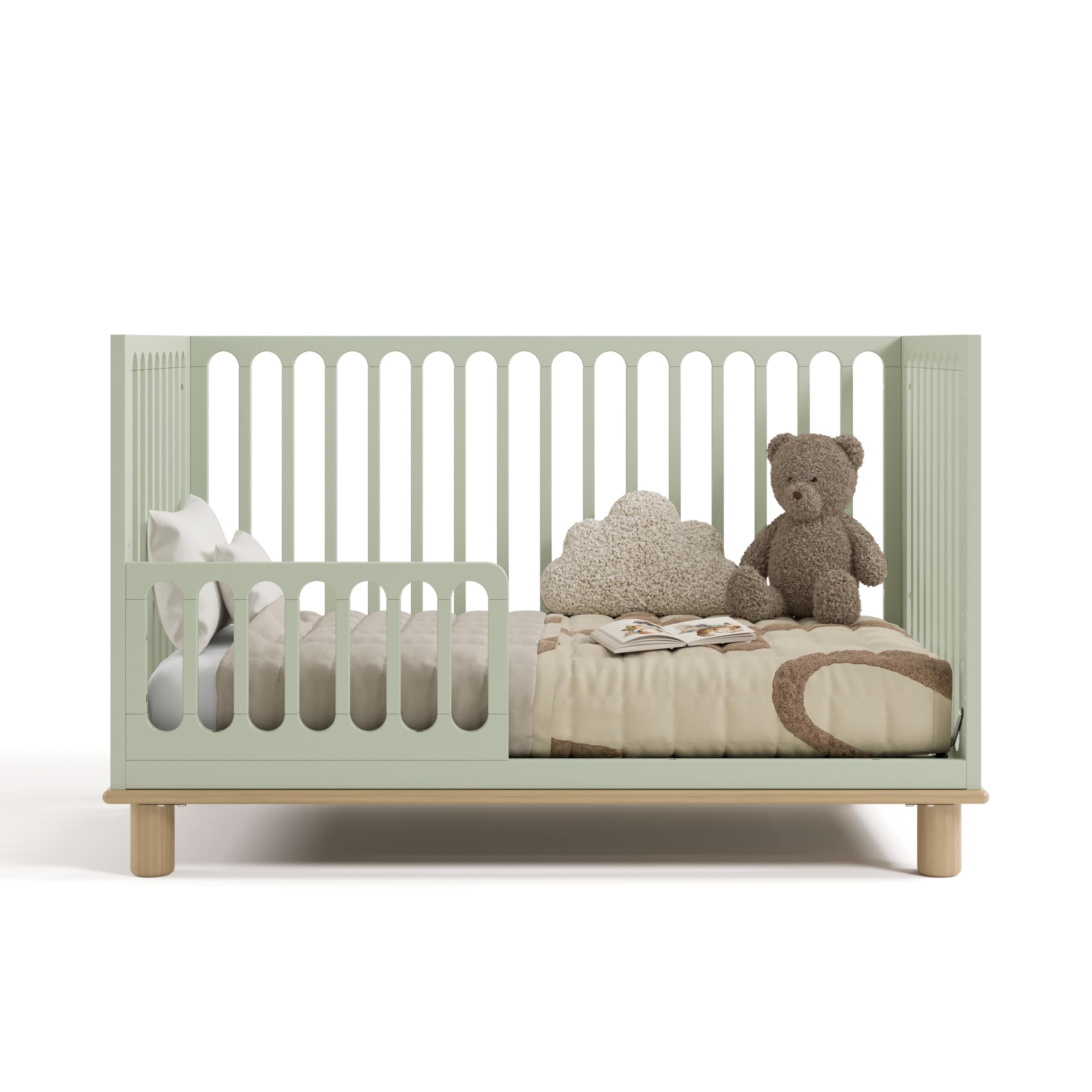 Sicily Grow-with-Me Convertible Crib with Toddler Rail Included (Sage & Driftwood)
