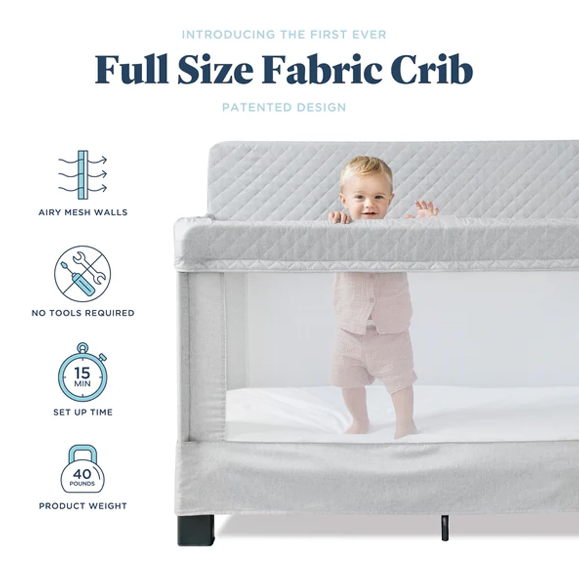 Full Size Mesh Crib with Breathable Walls