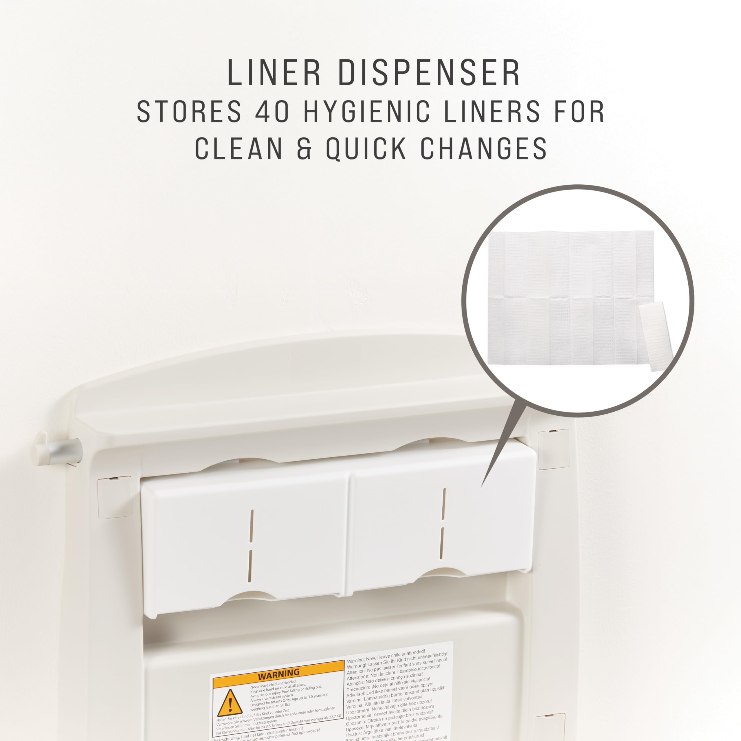 Wall-Mounted Horizontal Baby Changing Station with Safety Straps