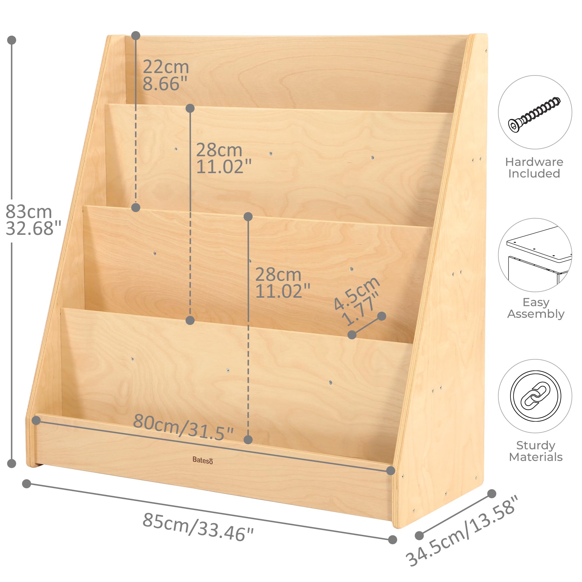 Wooden Montessori Bookshelf for Kids with Storage