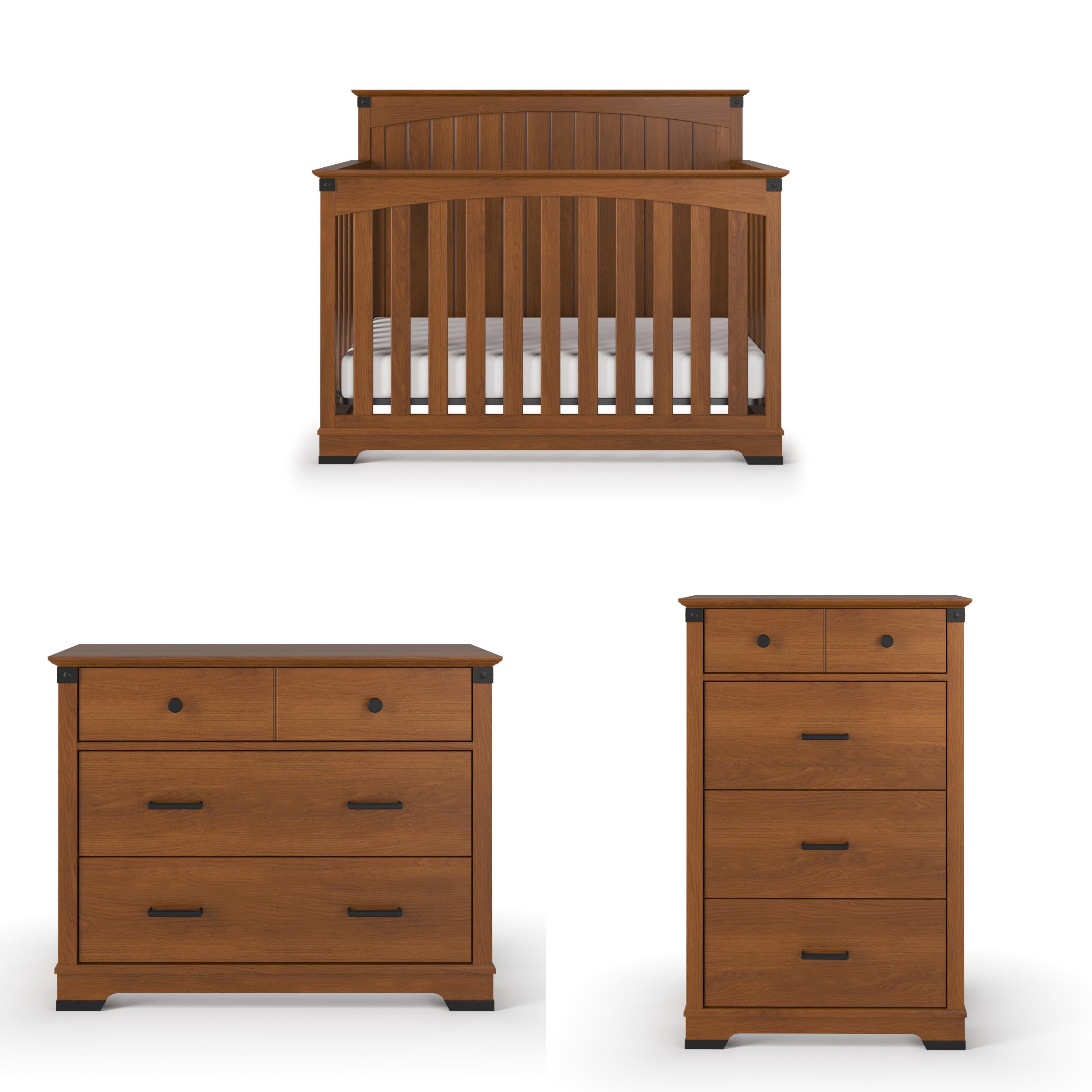 Flat Top 4-in-1 Convertible Crib, Baby Crib Converts to Day Bed