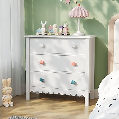 Pink Nightstand, 27.56" Wide 3 Drawer Night Stand for Bedroom