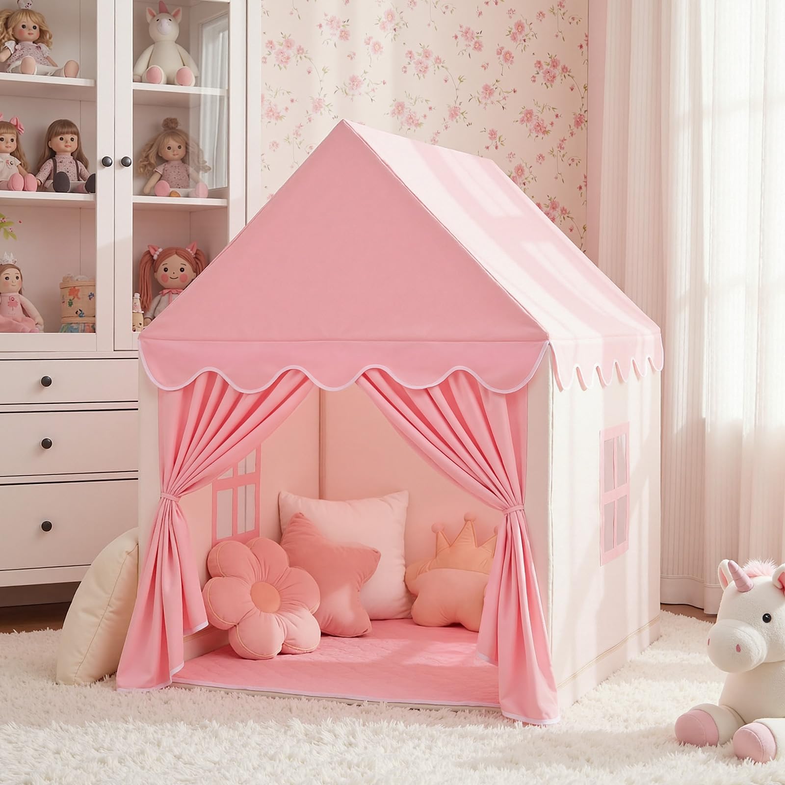 Large Pink Princess Castle Play Tent for Girls