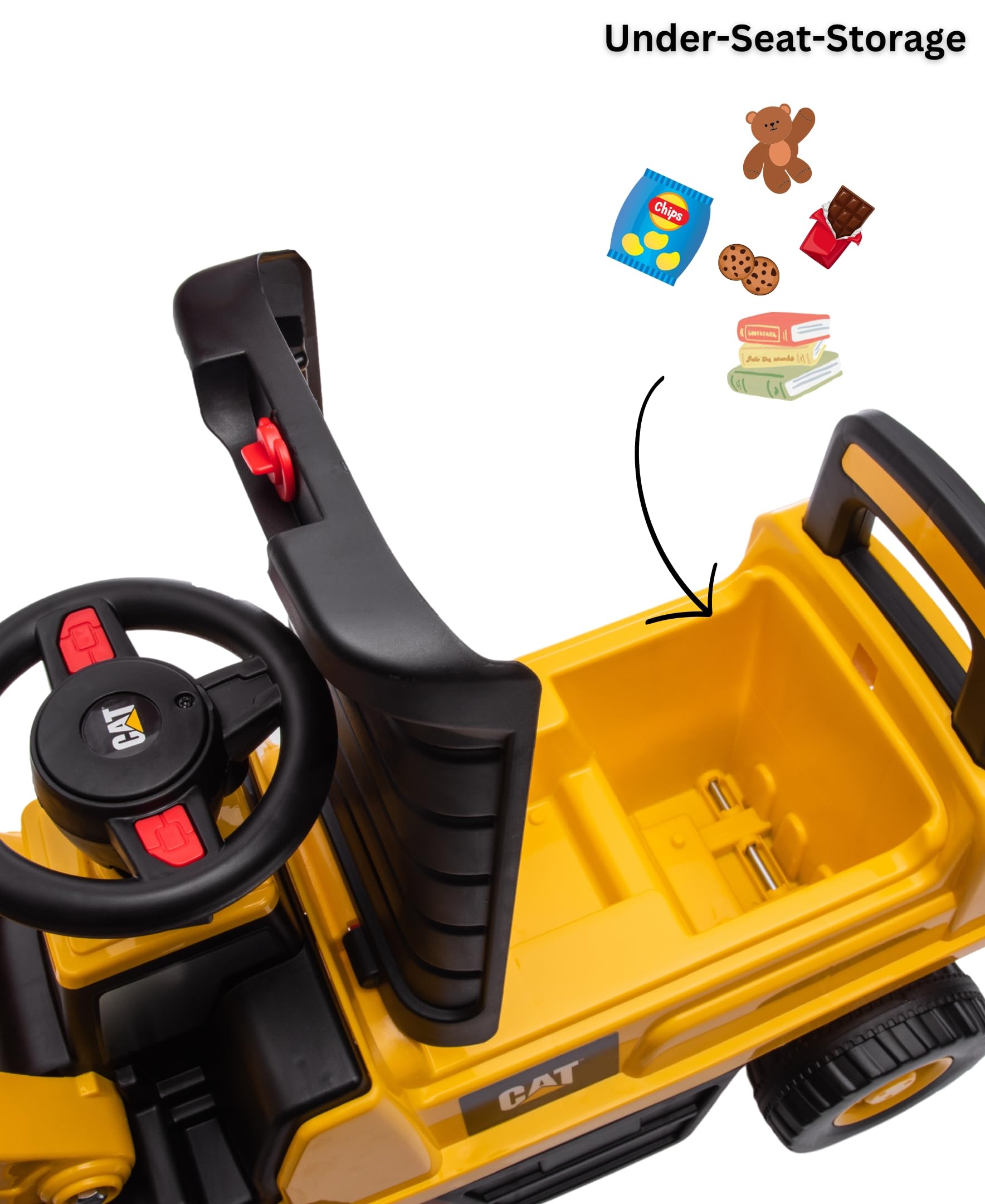 CAT Excavator Push Car for Toddlers with Rotating Bucket