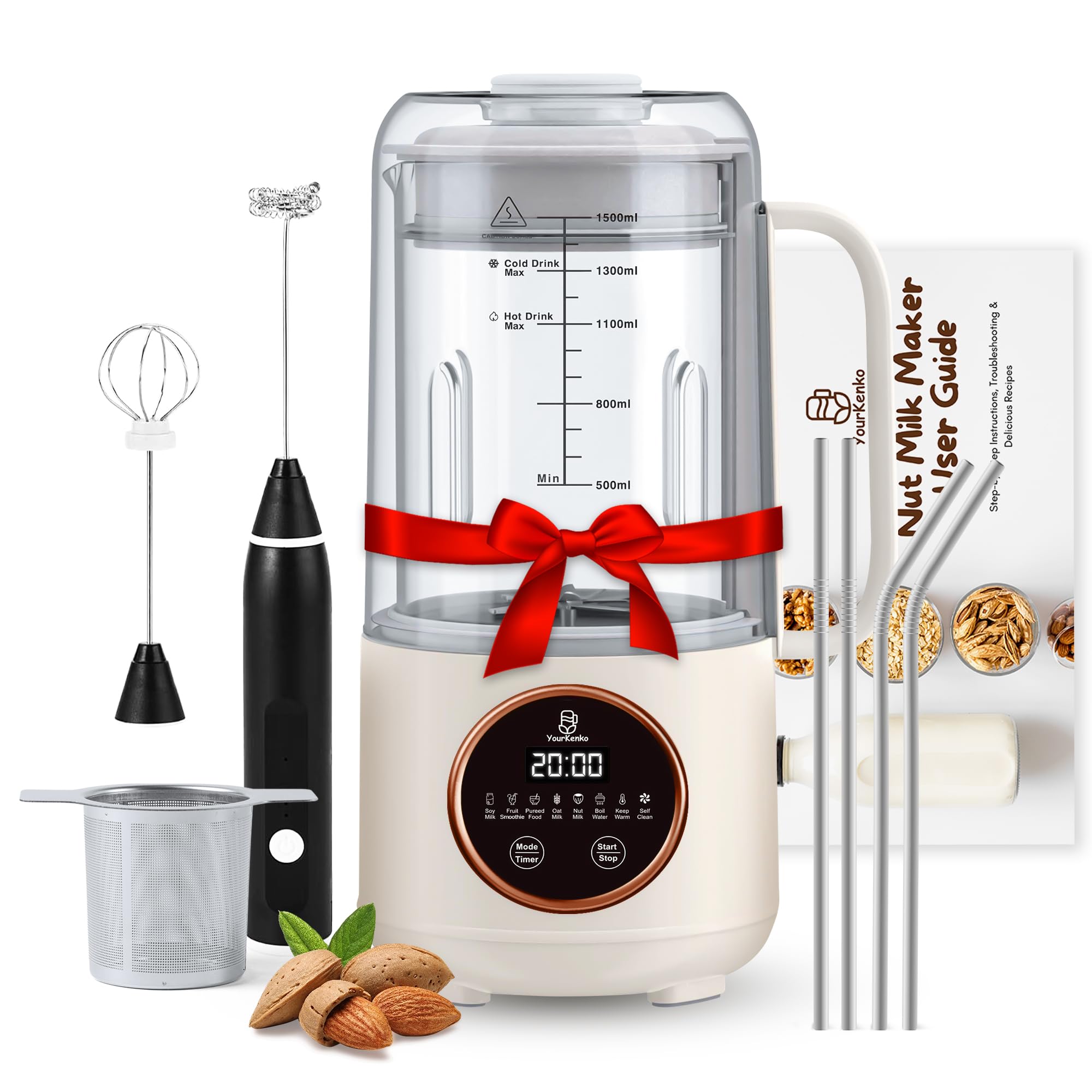 New 8-in-1 Nut Milk Maker 50 oz– Almond, Soy, Oat, Coconut Milk, Dairy-Free Milk