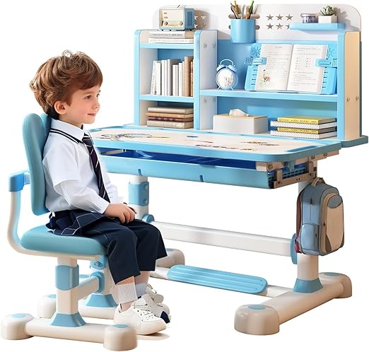 New Updated Kids Desk and Chair Set, Height Adjustable Astronaut