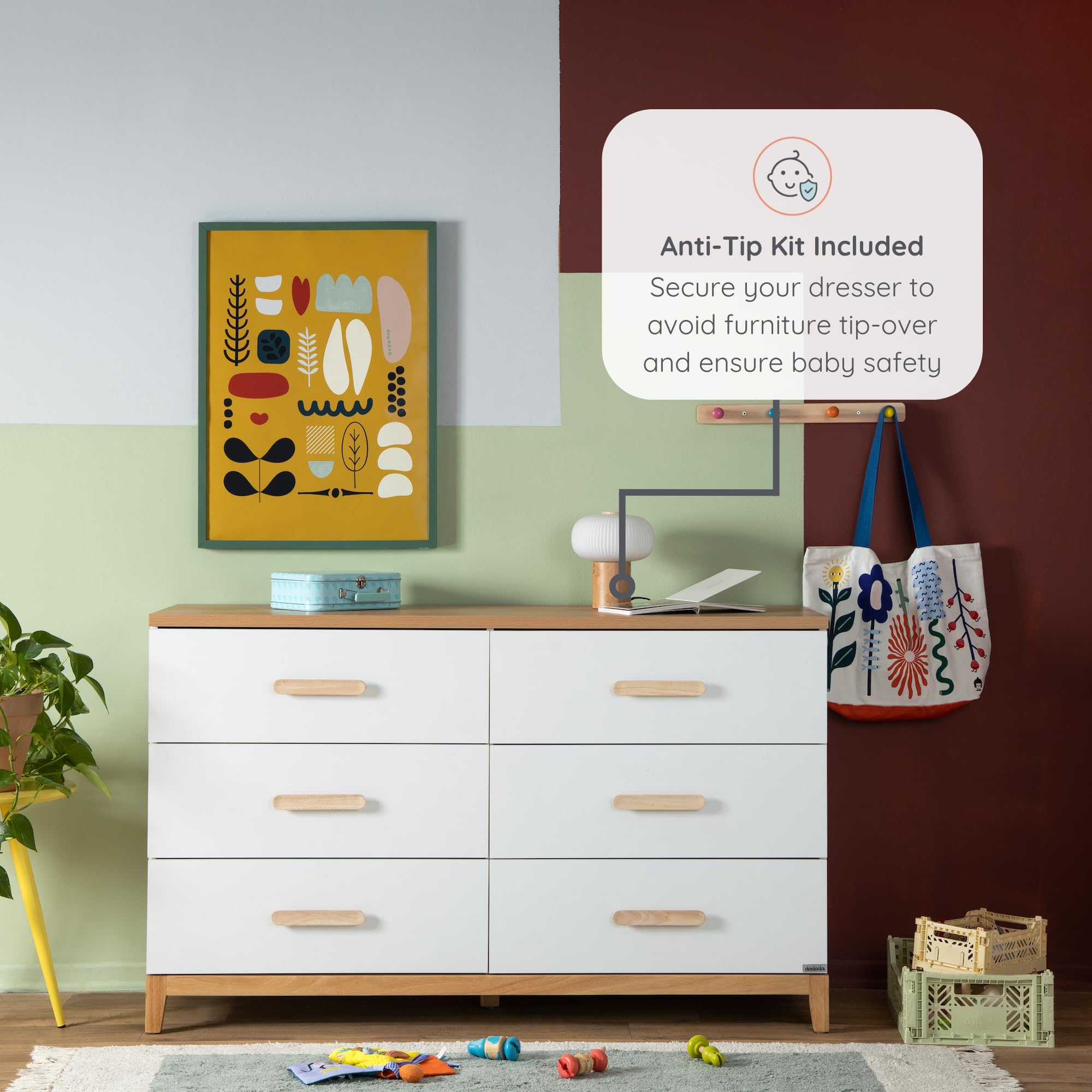 6-Drawer Nursery Dresser with Deep Storage and Anti-Tip Safety