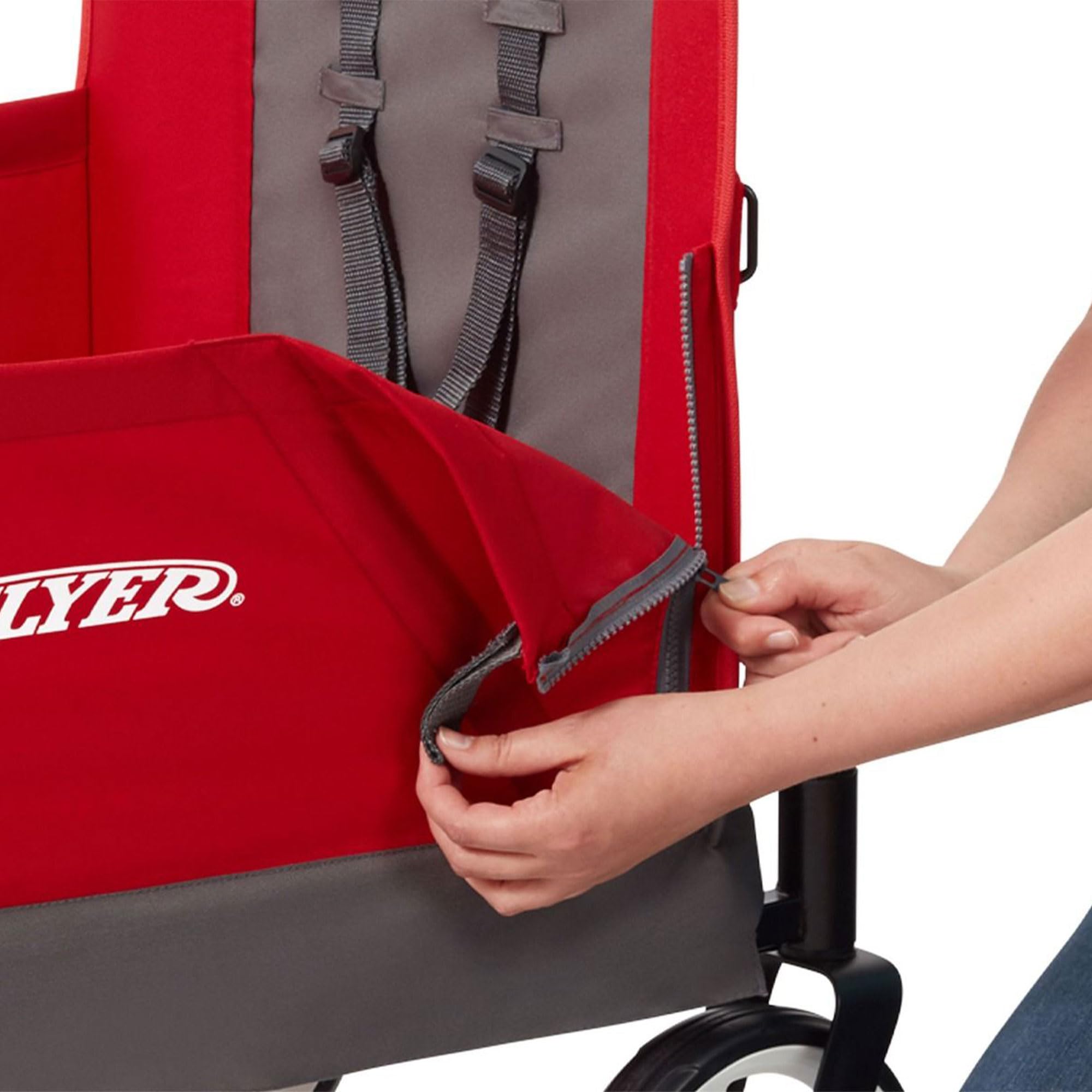Stroller Wagon with 5-Point Harnesses, Rear Brake, and Push Pull Handle, Red
