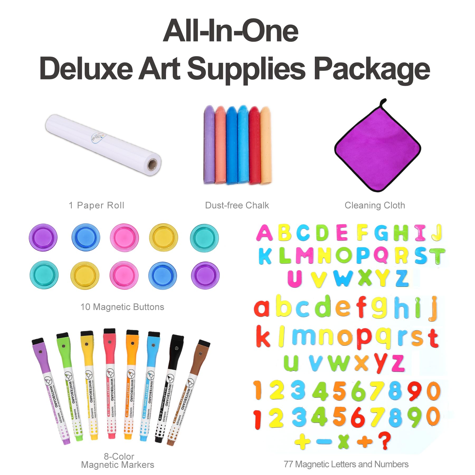 House Design Double-Sided Magnetic Drawing Board w/Detachable Roller and Bi-Storage Frame Holder for Kids, Extra Large Art Easel for Toddlers Boys and Girls Gift (Wall Mountable)
