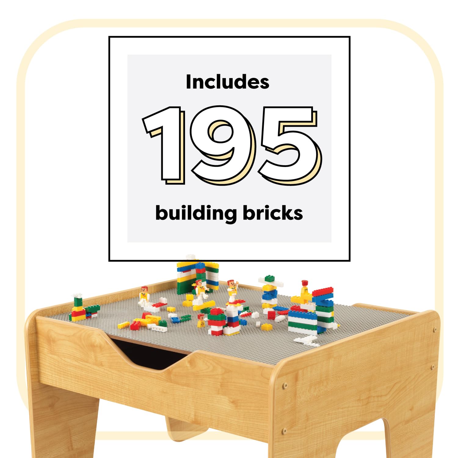 Reversible Wooden Activity Table with Building Bricks