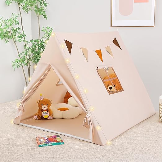 Tent Indoor with Star Lights and Flags - Play Tent for Kids Ages