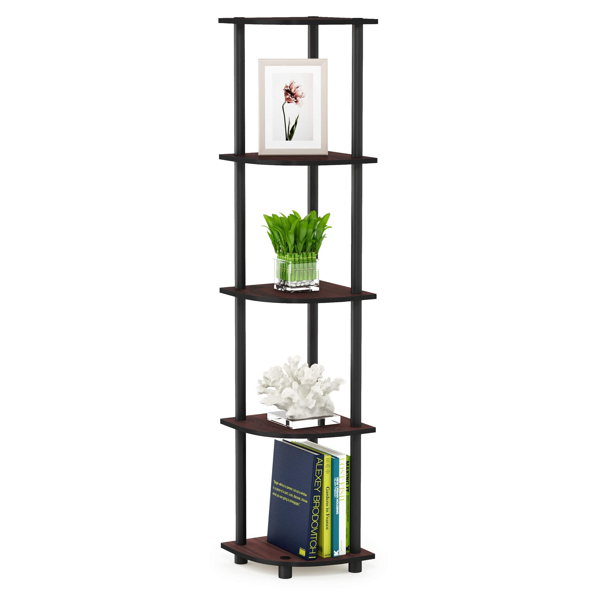 5-Tier Corner Display Shelf Dark Cherry Black