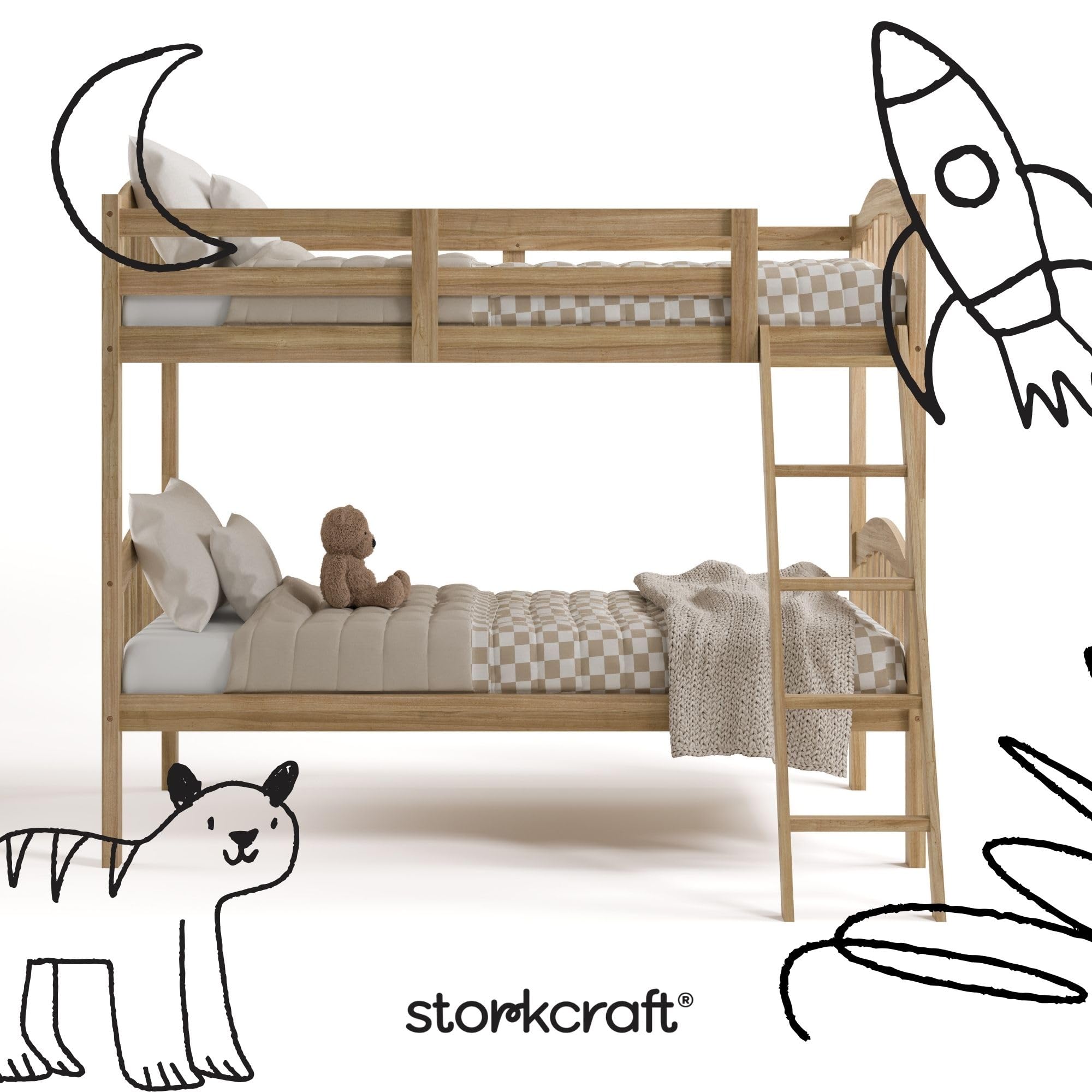 Twin Over Twin Bunk Bed with Ladder