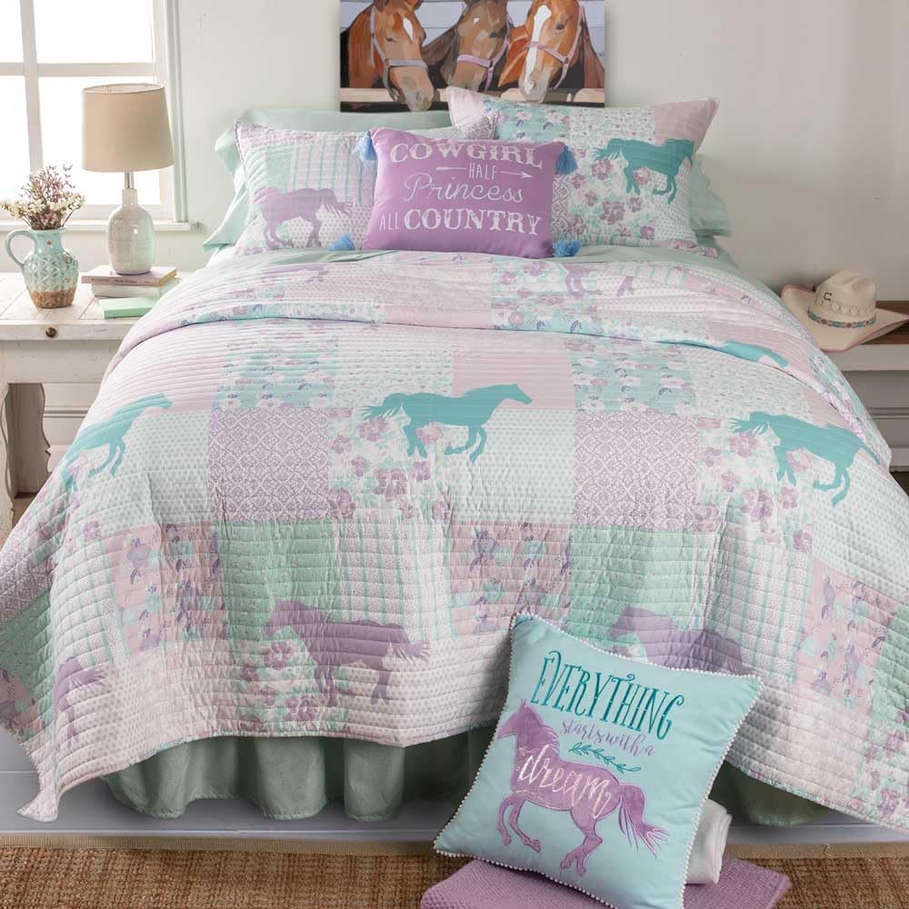 Cowgirl Princess Pony Patchwork Bedding Set Queen