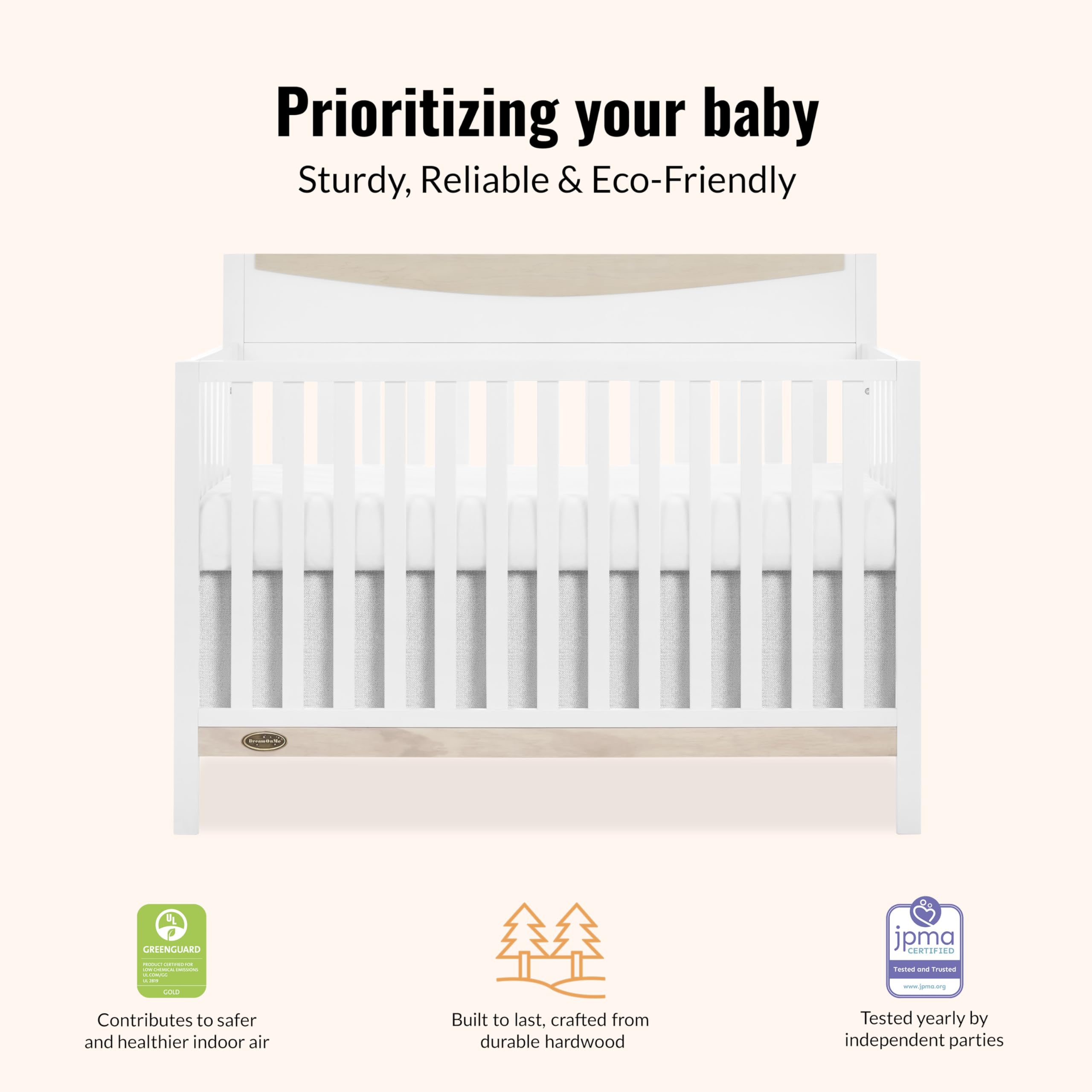 Emerson 5-in-1 Convertible Crib White Vintage Oak