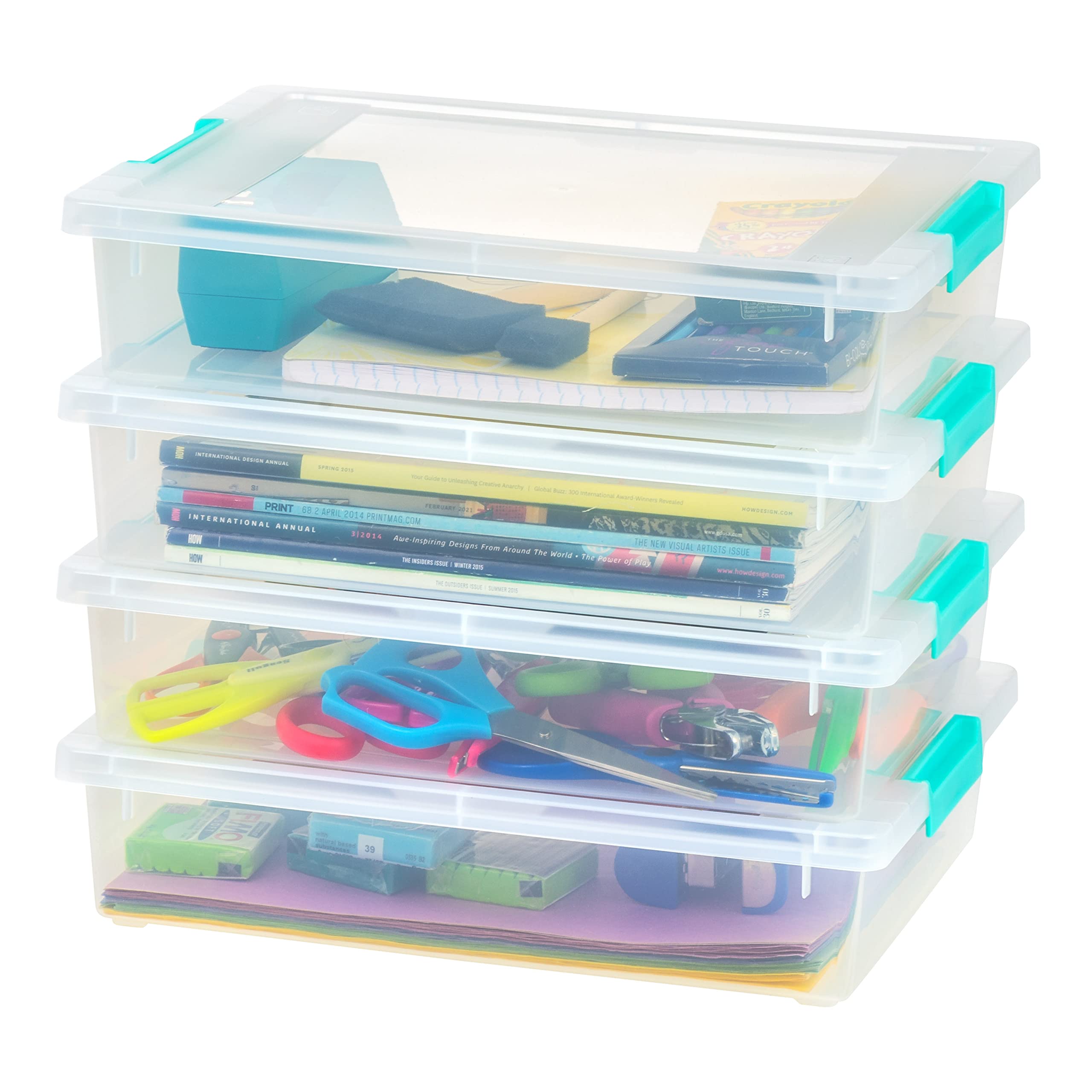 6 Qt. Plastic Storage Bins Containers with Lids, 4 Pack, Small Sensory Bin