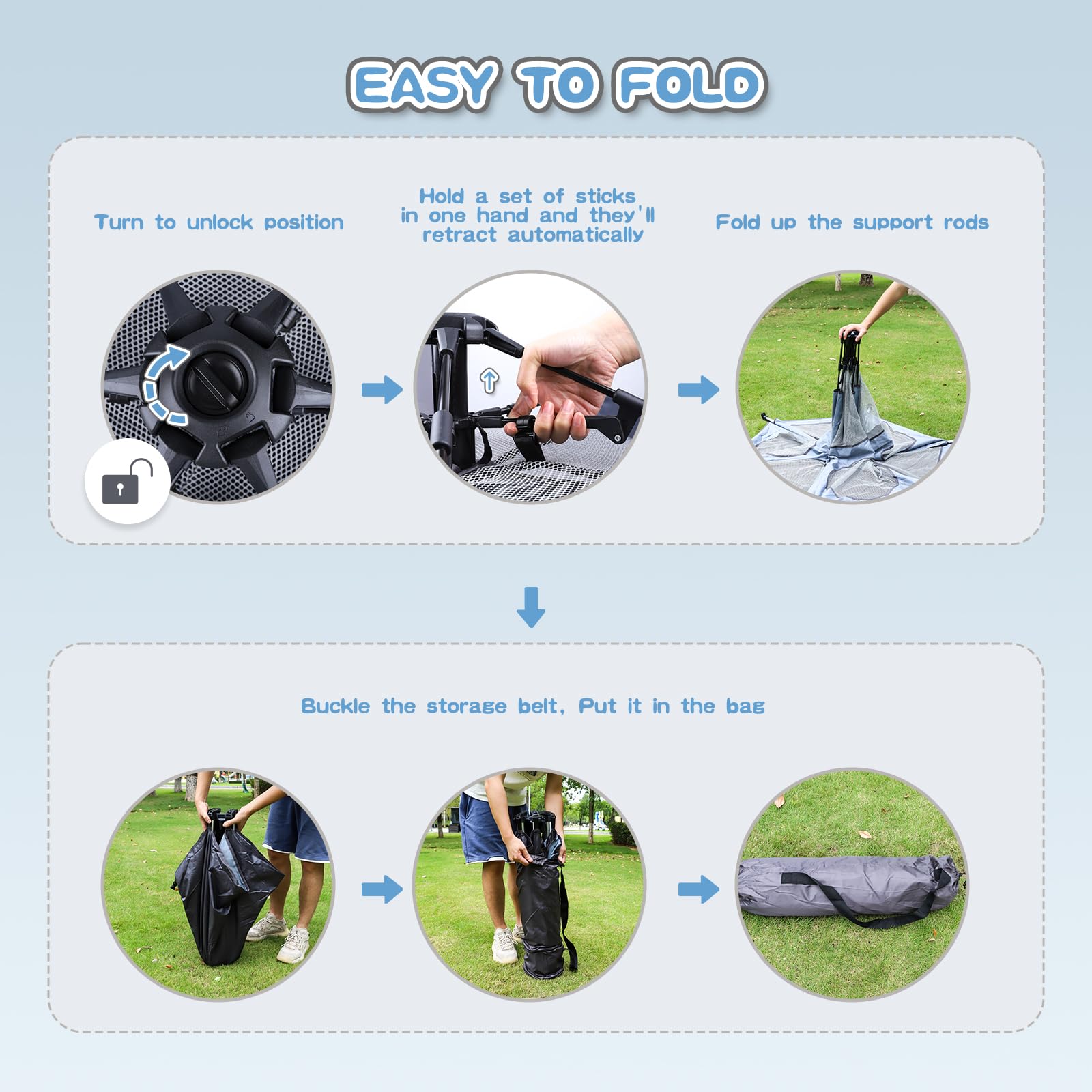 Portable Baby Playpen with UPF50+ Canopy and Bug Net