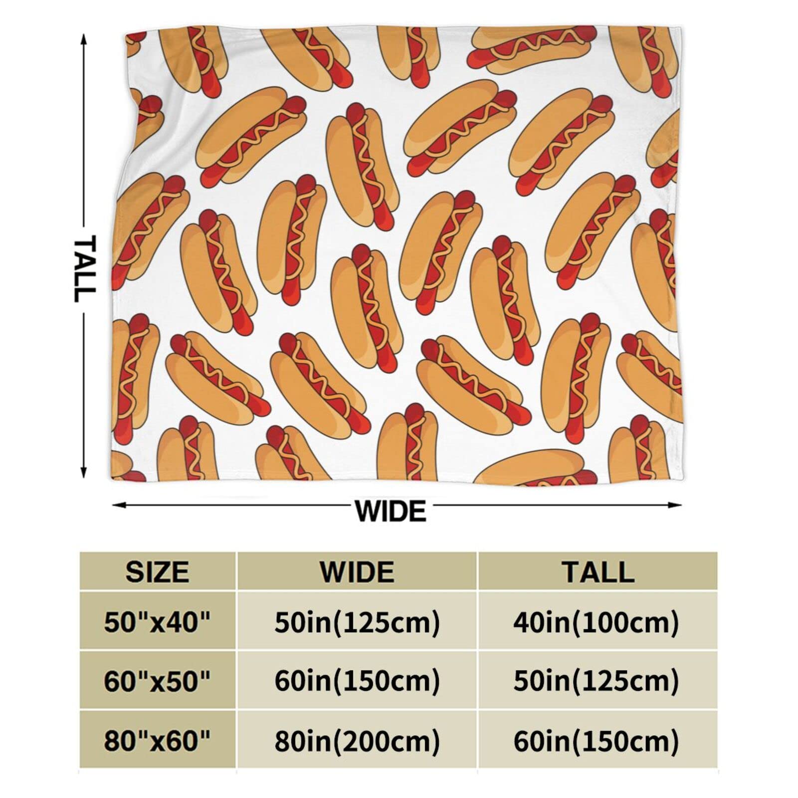 Hot Dog Throw Blanket Soft Flannel Plush 80x60
