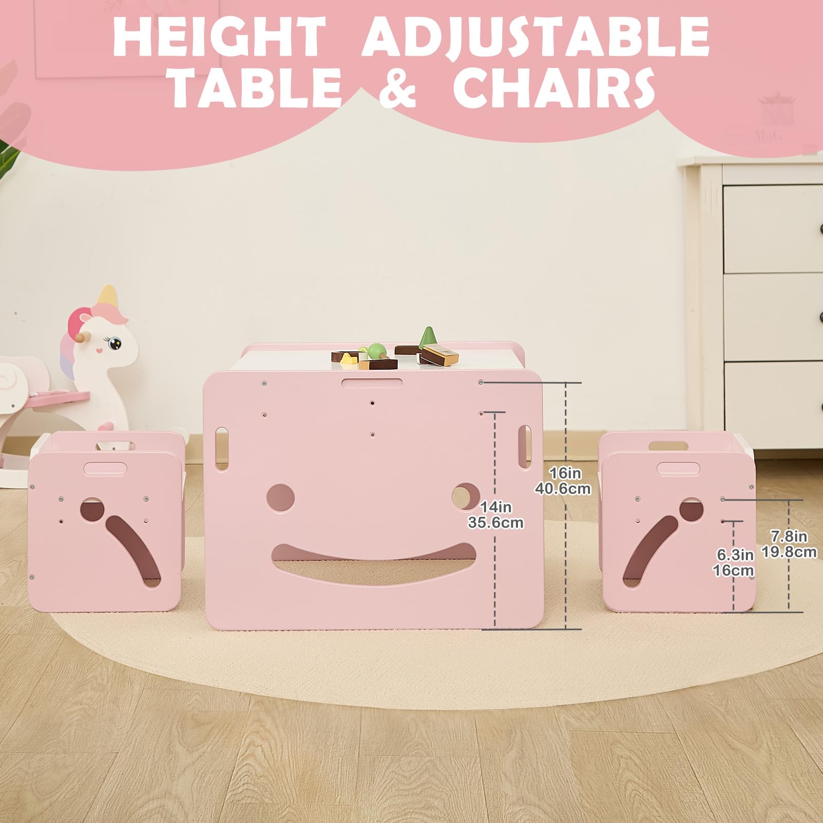 Montessori Toddler Table and Chair Set Pink