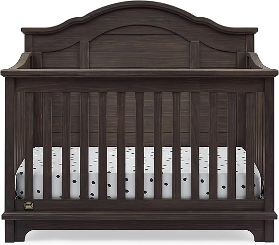 Simmons Kids Asher 6-in-1 Convertible Crib with Toddler Rail, Rustic Mist