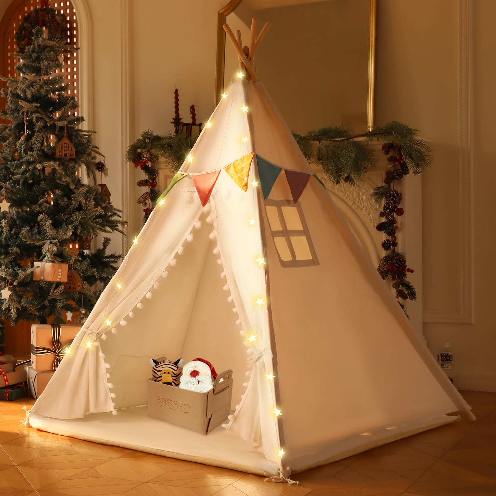 Tent with Mat - Indoor Playhouse for Boys and Girls - Anti-Slip Cotton
