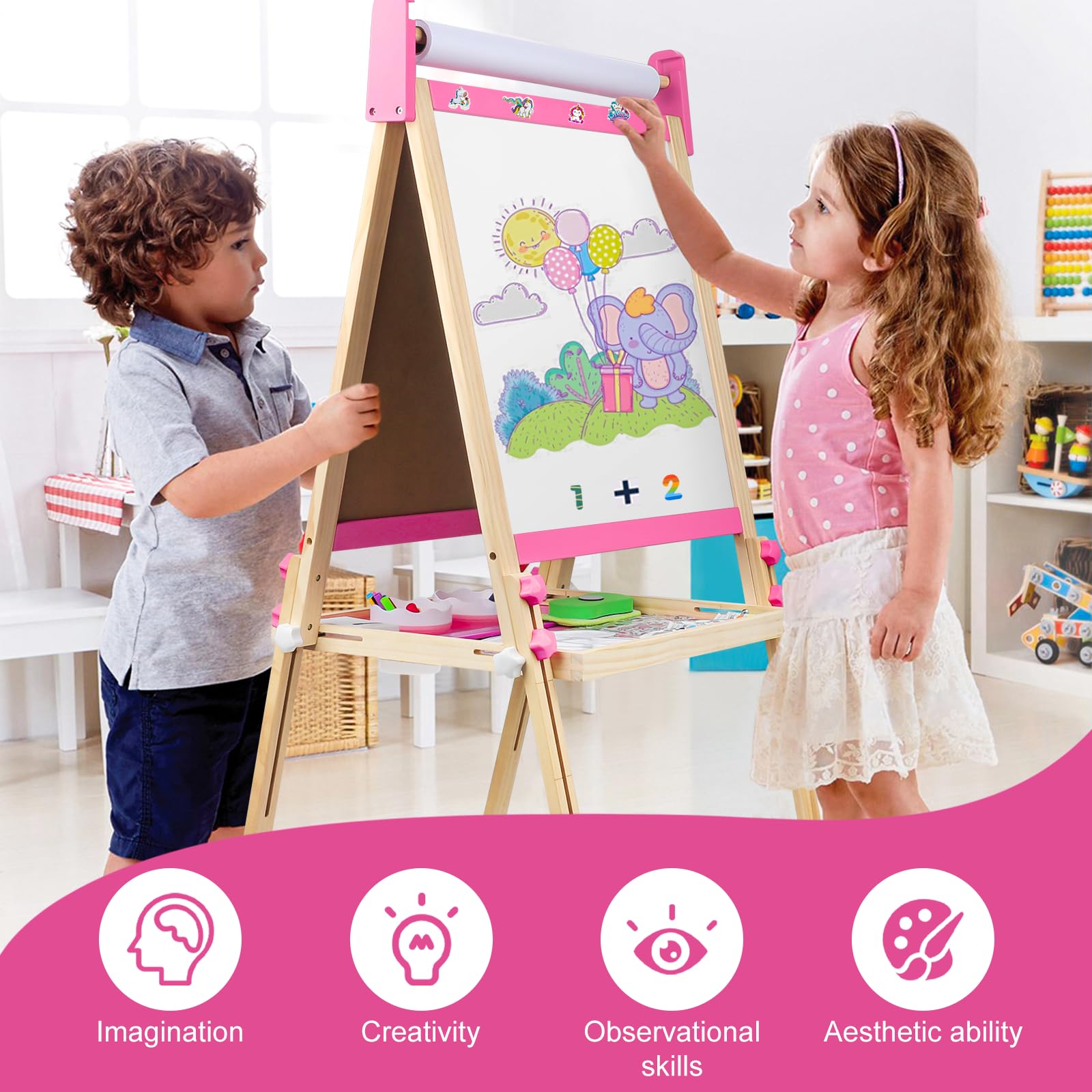 Adjustable Wooden Art Easel for Kids