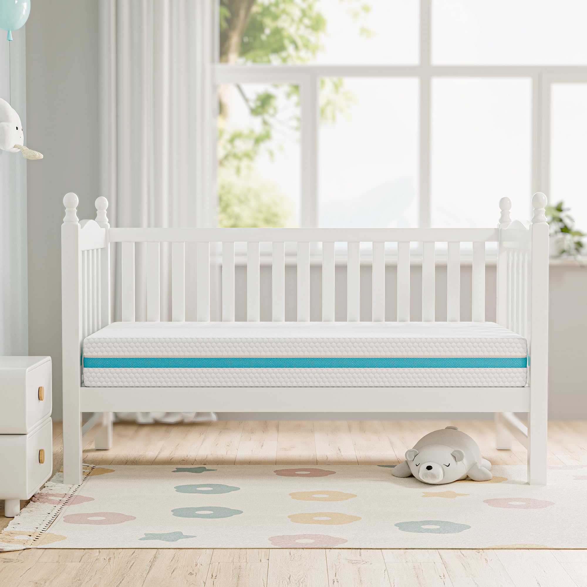 Dual-Sided Memory Foam Crib Mattress with Washable Cover