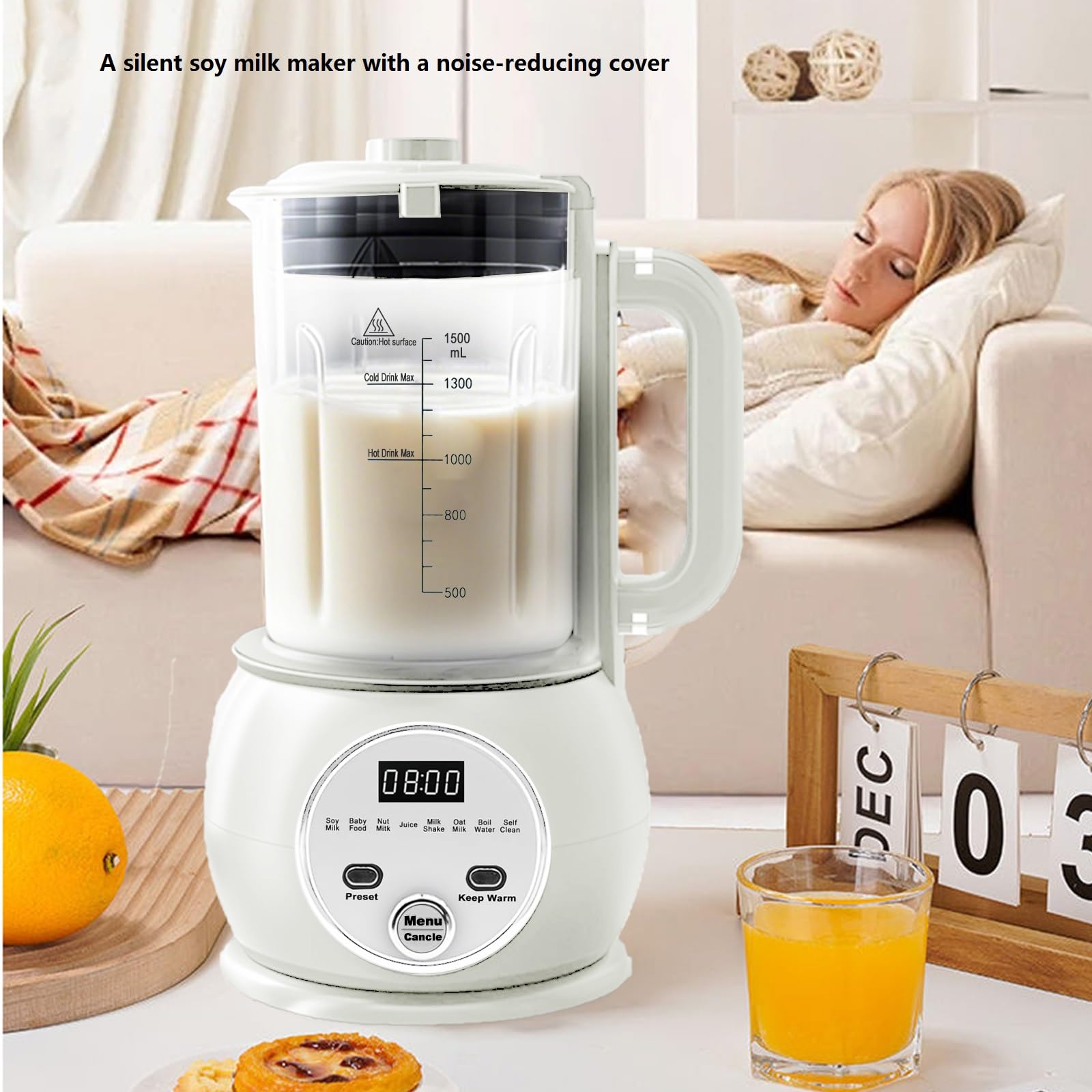 51oz Automatic Nut Milk Maker,10 in 1 Soy Milk Maker Machine 20 Blades