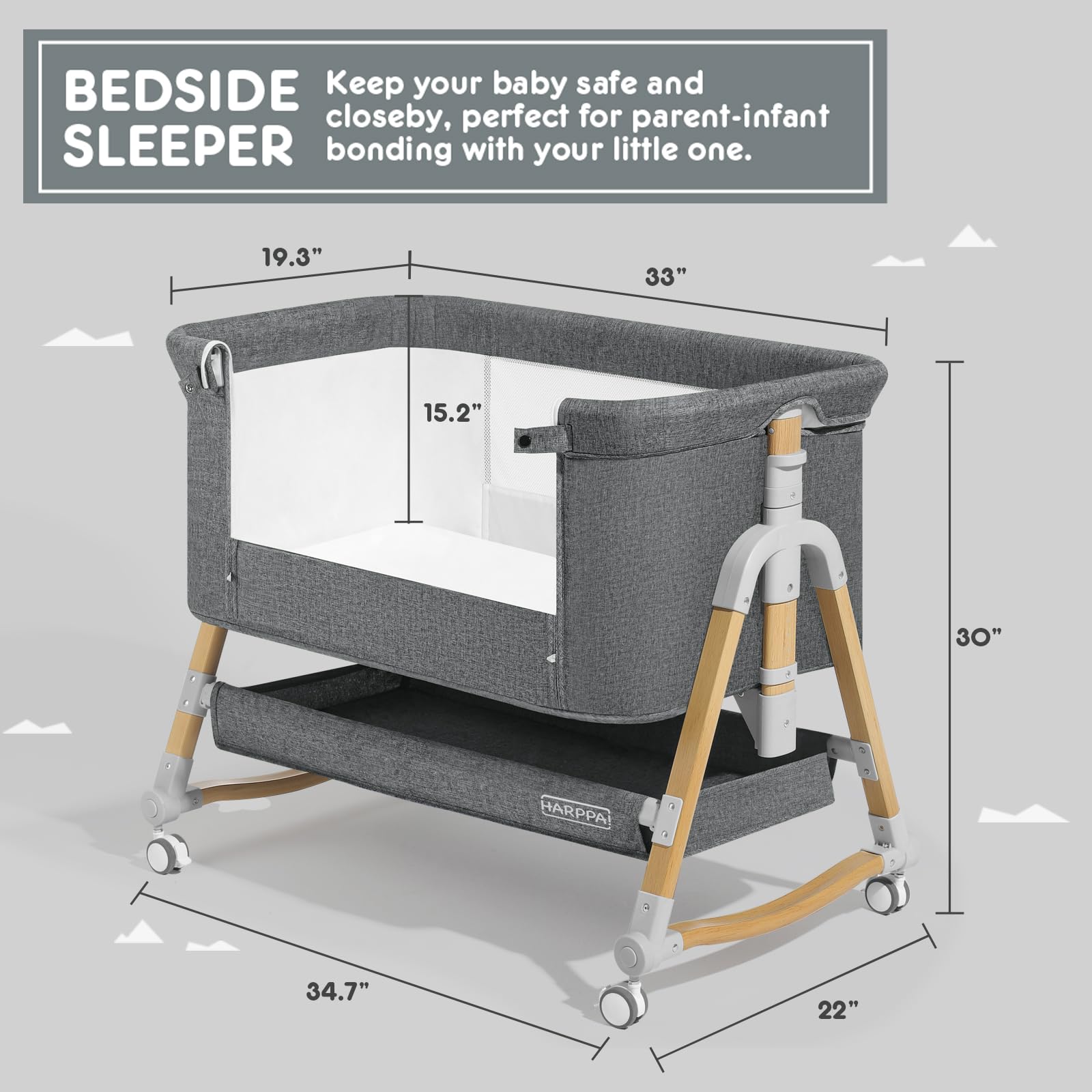 3-in-1 Convertible Baby Bassinet with Wheels