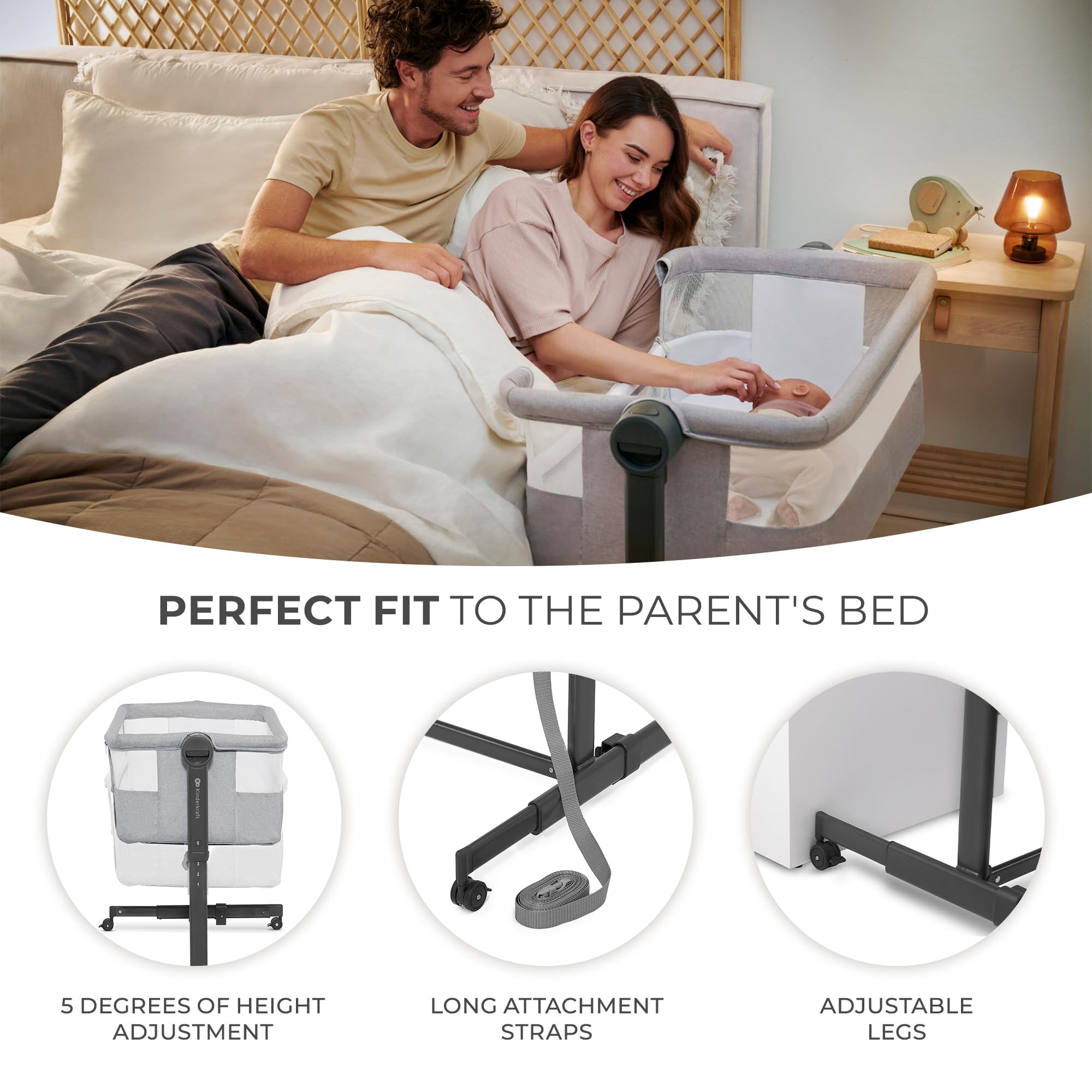 2-in-1 Bedside Crib Co-Sleeper with Adjustable Height
