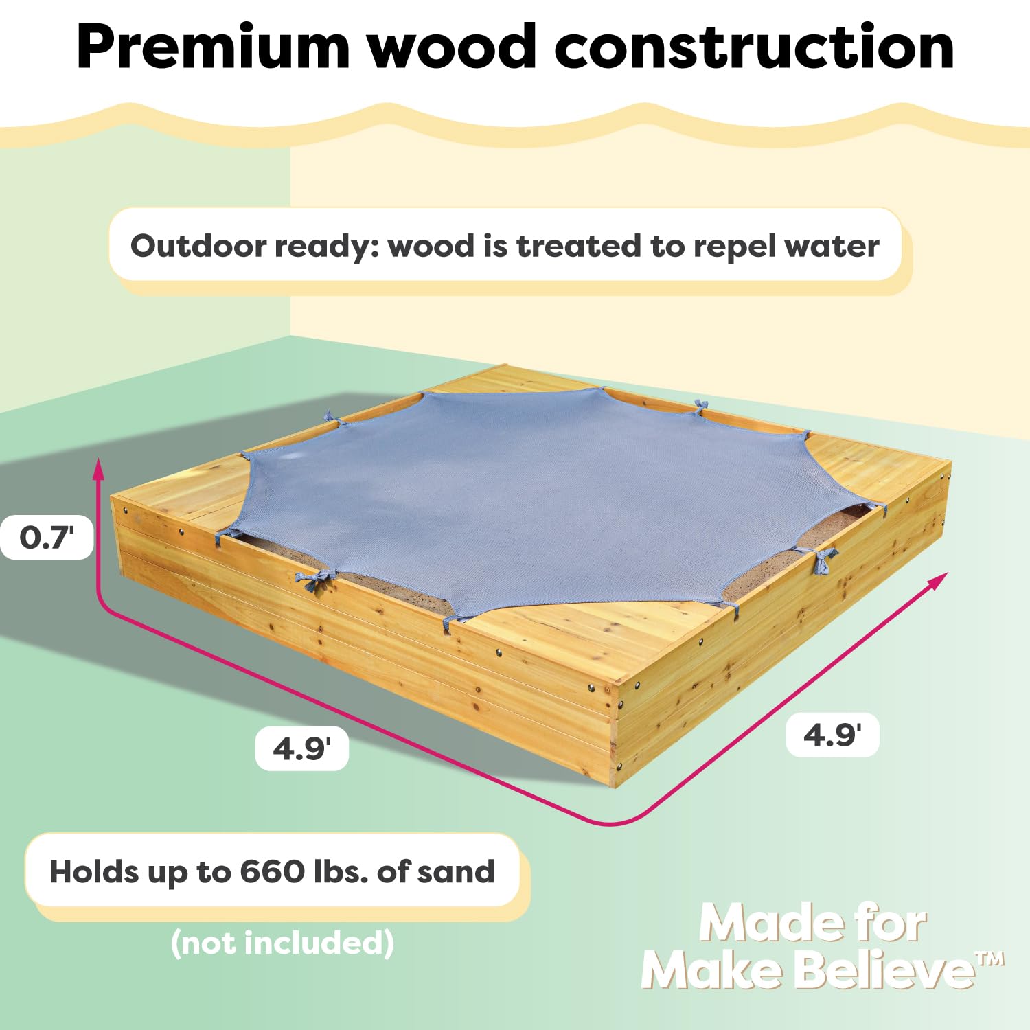 Wooden Backyard Sandbox with Built-in Seating