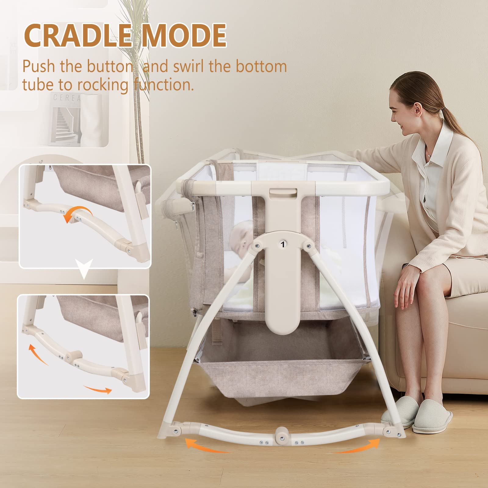 Bedside Baby Bassinet with Wheels