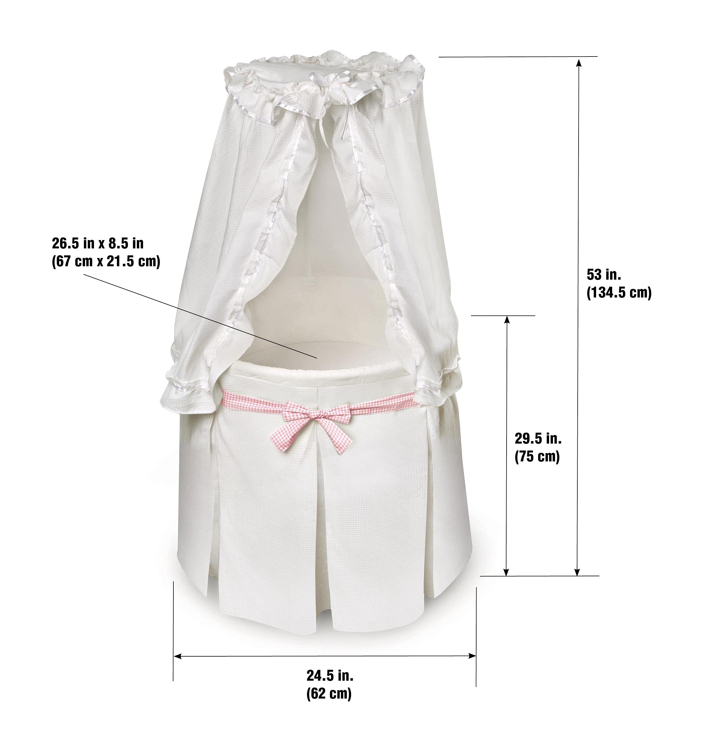 Round Baby Bassinet with Canopy and Storage
