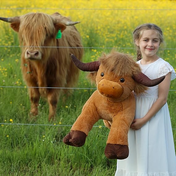 41 inch Large Highland Cow Stuffed Animal, Giant Hyland Cow Plush Scottish