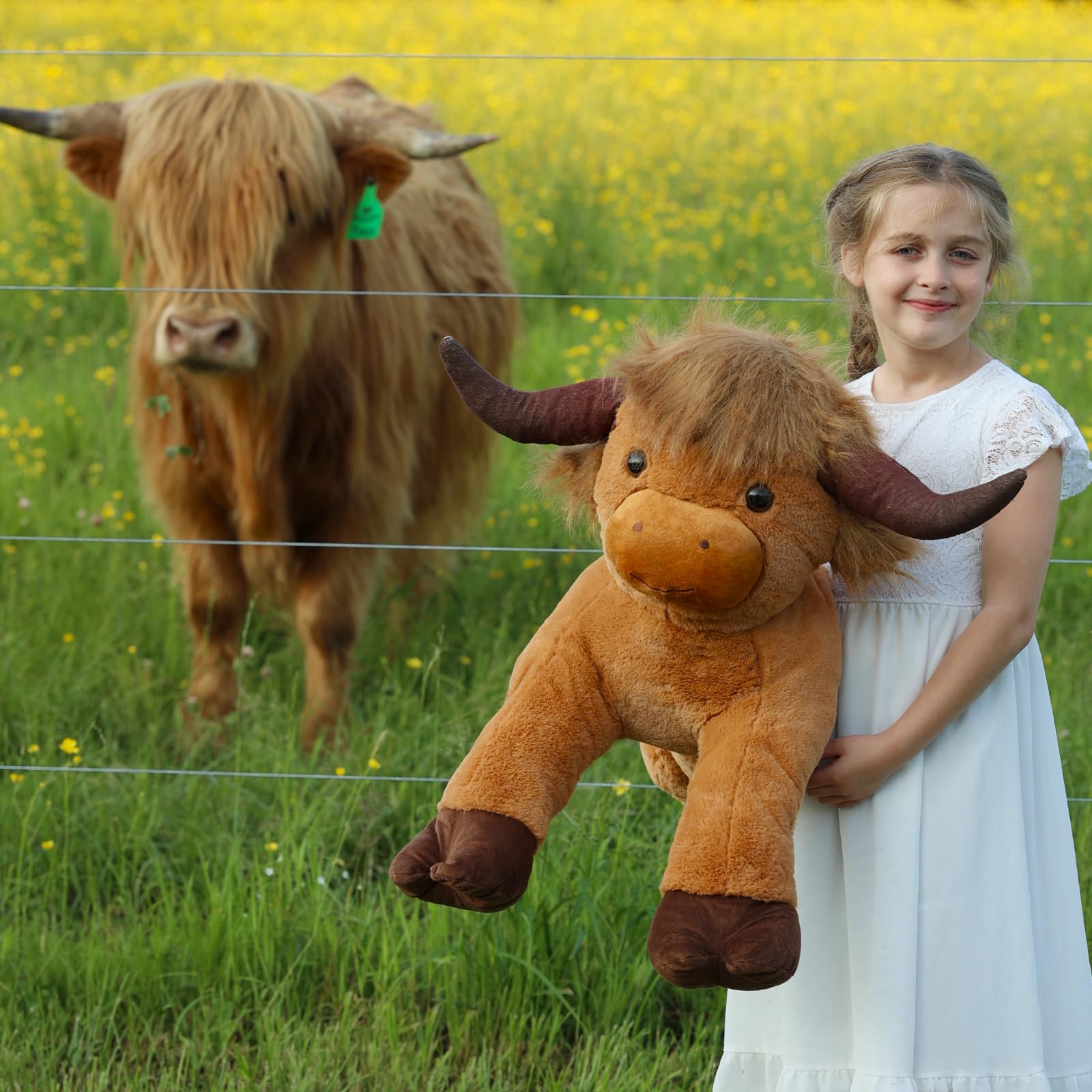 41 inch Large Highland Cow Stuffed Animal, Giant Hyland Cow Plush Scottish