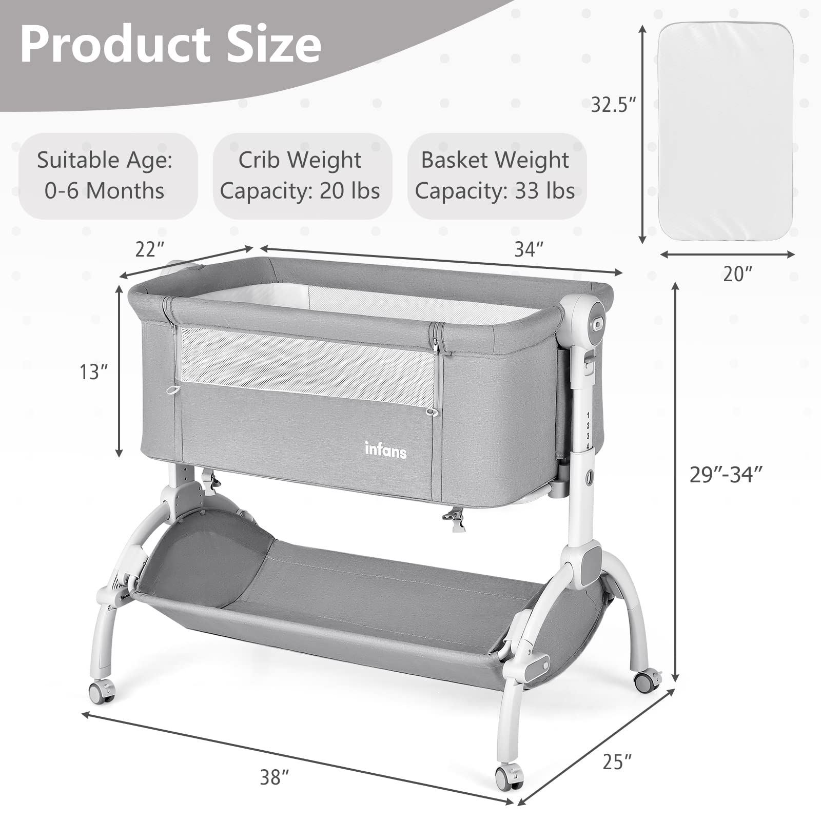 3-in-1 Convertible Baby Bassinet with Bedside Sleeper