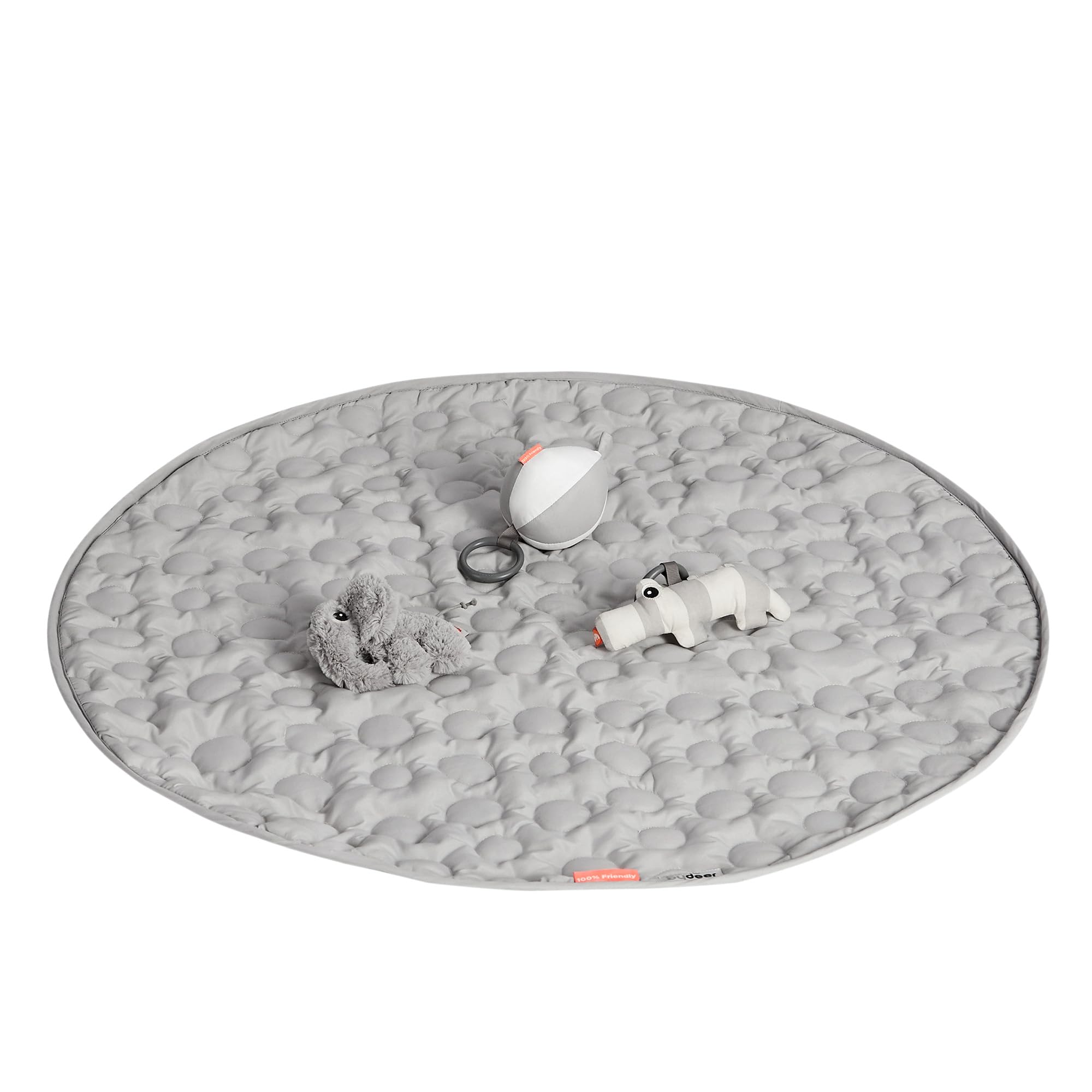 Activity Play Mat Deer Friends Grey - Baby Play Mat with 5 Toys for Sensory