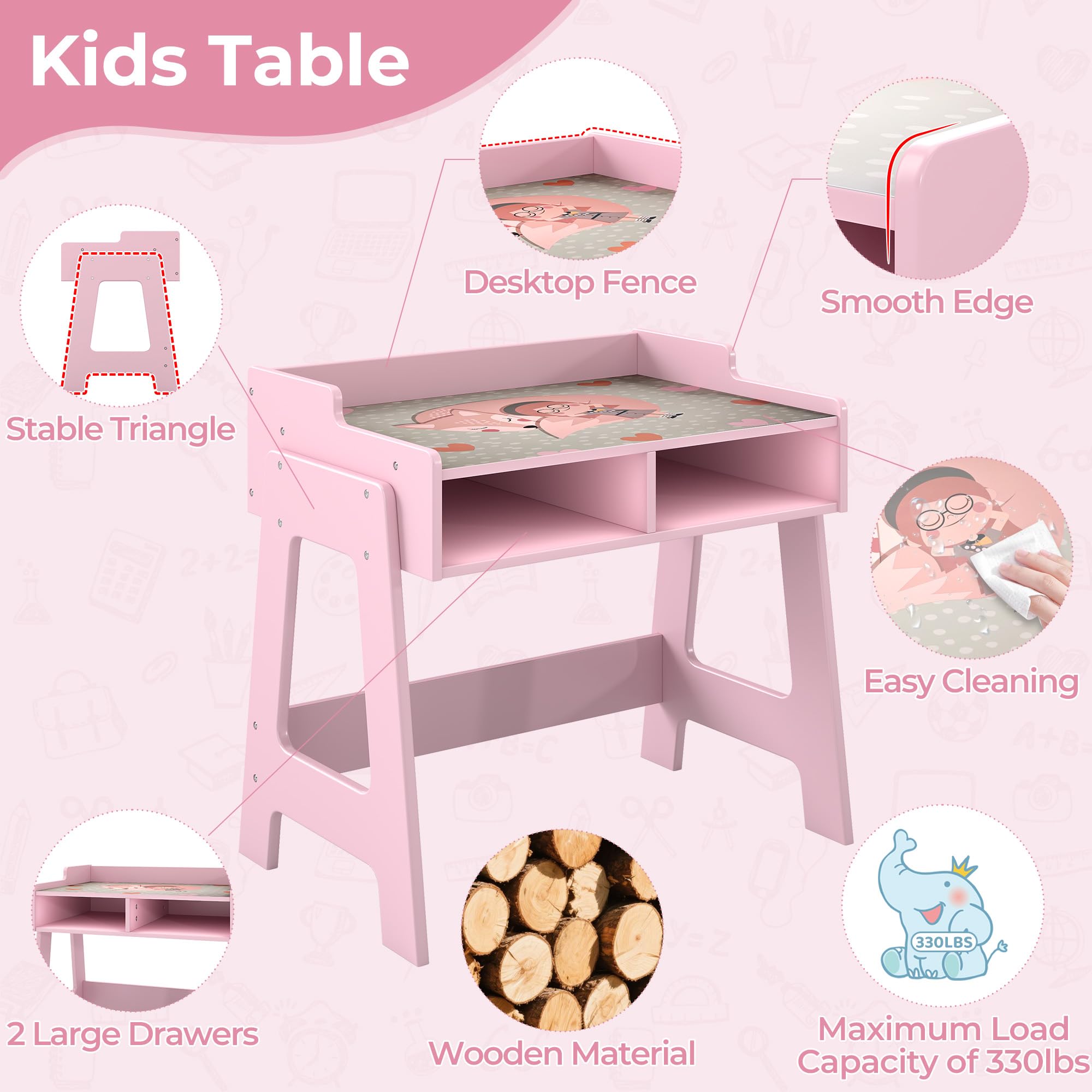 Height Adjustable Montessori Weaning Table and Chair Set for Toddlers Age 1-3