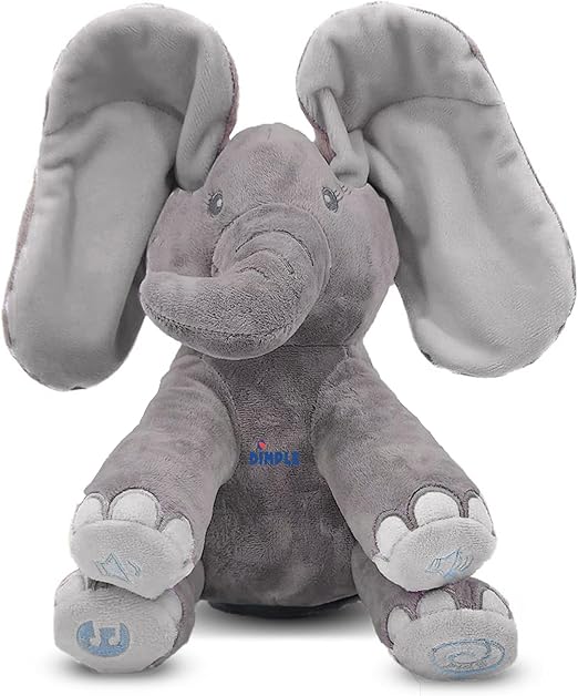 Kaia Peek A Boo Elephant Toy, Interactive Singing Stuffed Elephant Plush with Moving Ears
