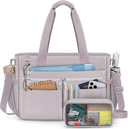 Teacher Tote Bag for Women 15.6 Inch Laptop Briefcase with Clutch Bag