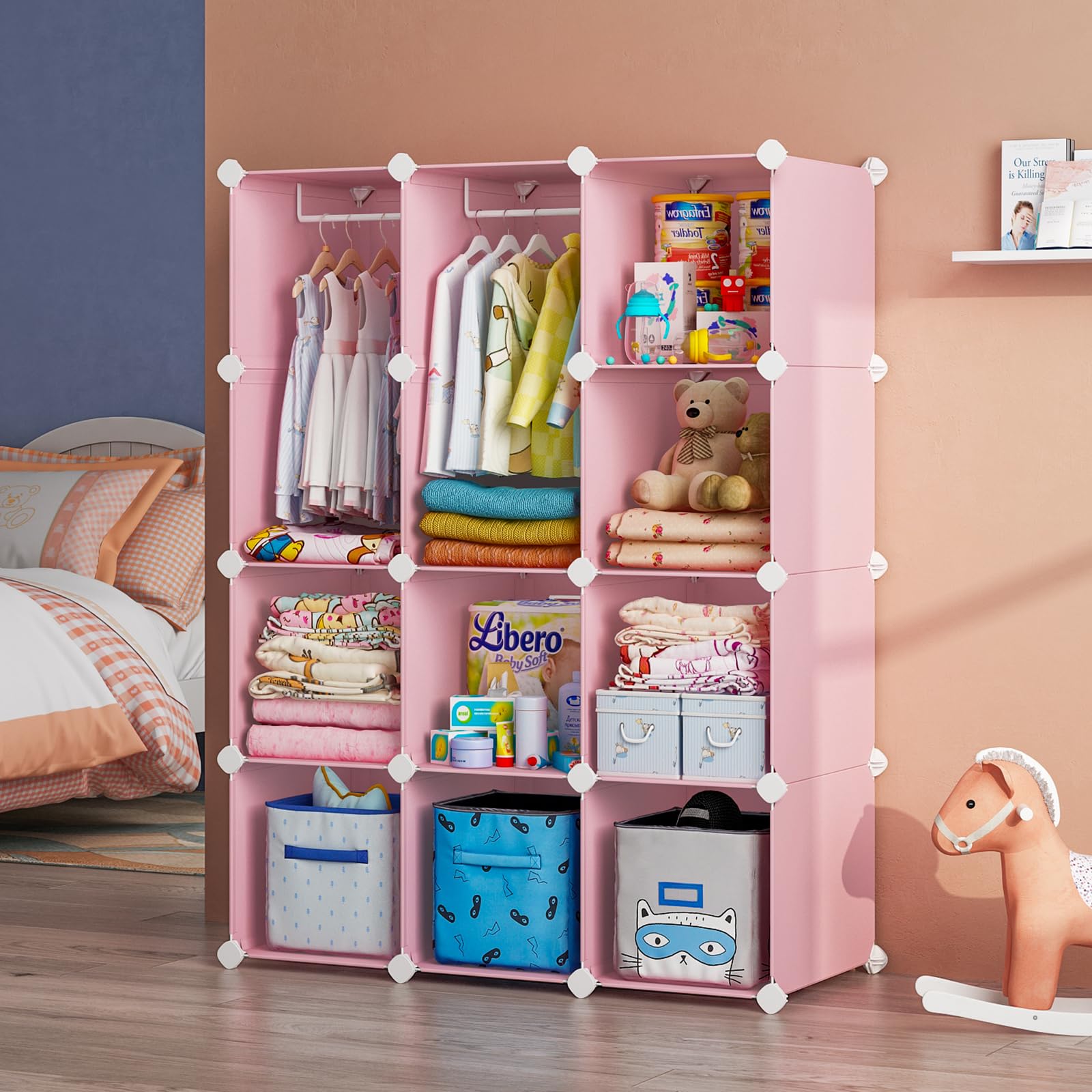 Baby Dresser, Kids Closet Organizers, Portable Kids Wardrobe