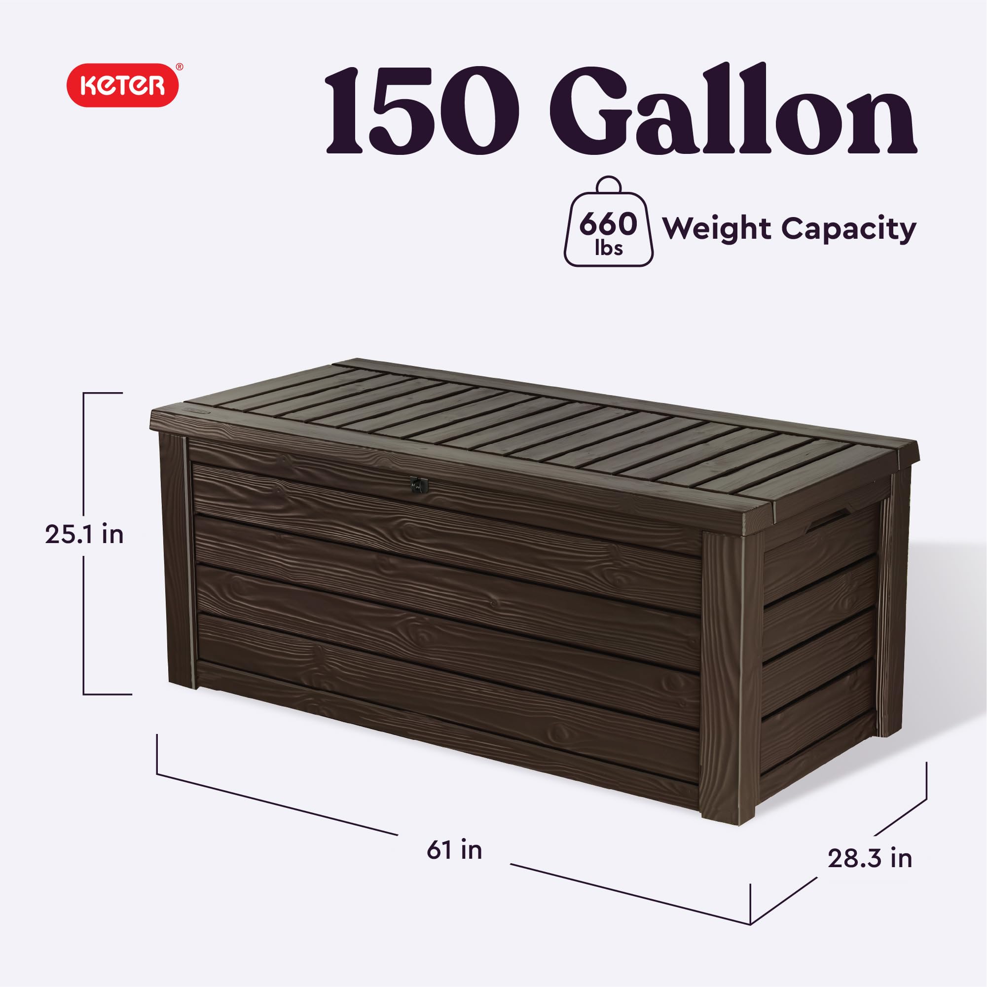 150 Gallon Outdoor Storage Deck Box with Bench Seat