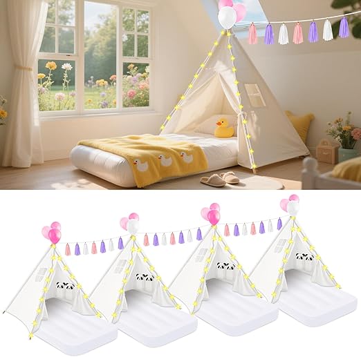 4 Pack Teepee Tent for Kids Girls Slumber Party Tents Bulk Kids Sleepover