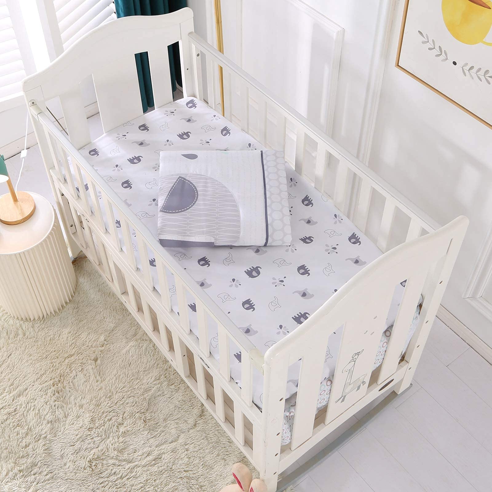 Elephant Crib Bedding Set for Boys Gray 3 Piece